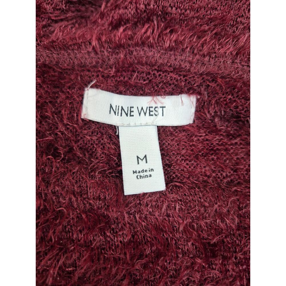 Nine West 100% Polyester Fuzzy Wine Top Elastic Ribbed Trim - Picture 3 of 4